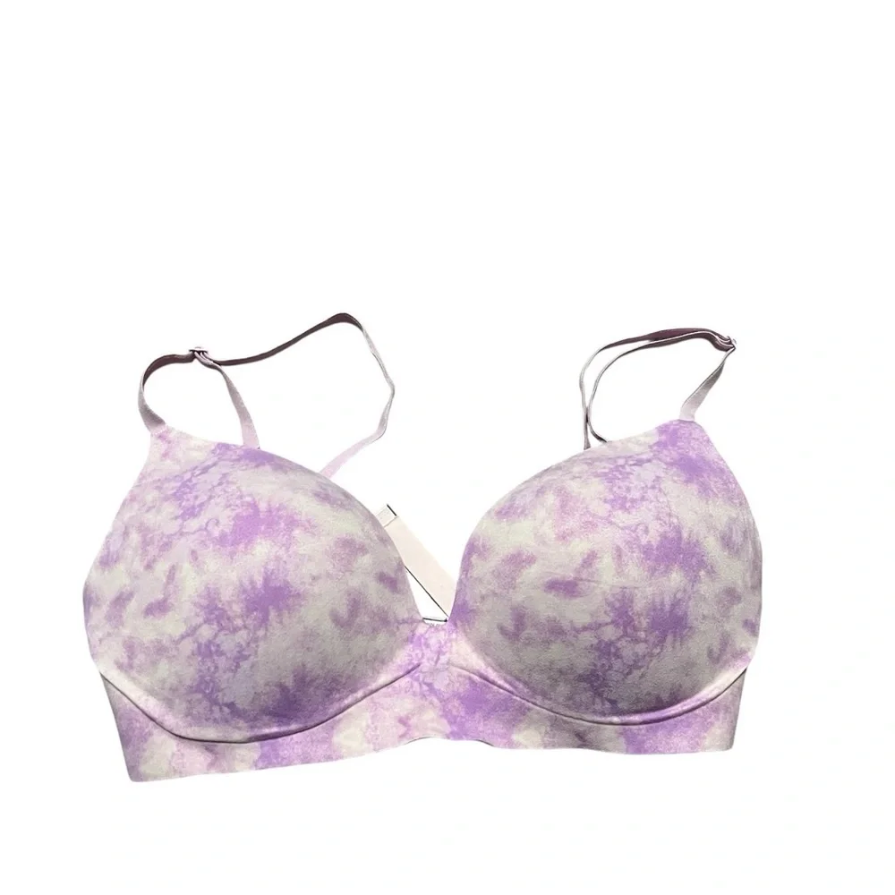 Victoria's Secret Pink Wear Everywhere Tie-Dye Push-Up Bra Size 32D purple